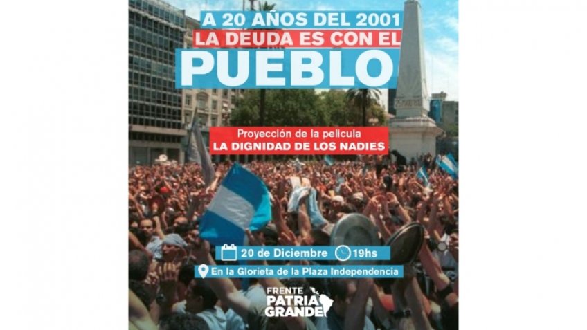 Organizaciones sociales convocan a jornada cultural a 20 años del 2001